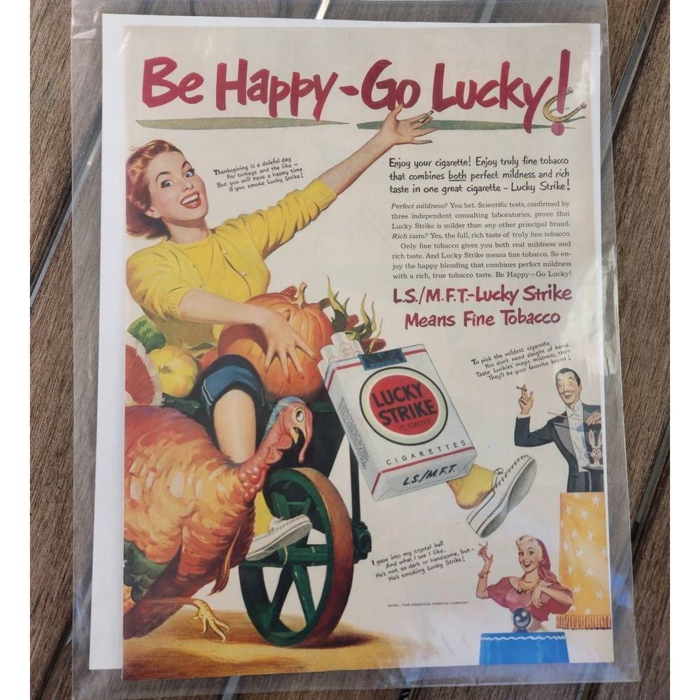 Vintage 1950s Lucky Strike Magazine Ad Approx 11x17